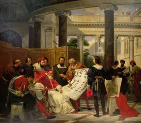 Pave Julius II beordrer Bramante, Michelangelo og Rafael til å bygge Vatikanet og Peterskirken, 1827