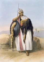 Kriger fra Amhara, Etiopia, illustrasjon fra The Valley of the Nile, gravert av Adolphe Rouergue (1810-etter 1870), utgitt av Lemercier, 1848