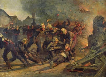 Død av oberstløytnant Froidevaux (1850-87) ved brannvesenet i Paris, 1887