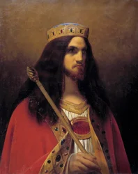 Portrett av Childerik III, konge av Neustria, Austrasia, Burgund og frankerne (død 754). Maleri av Émile Signol (1804-1892), 1825-1850. Mål: 0.92 x 0.74 m. Versailles, slottsmuseum