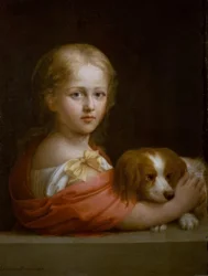 En jente med en hund