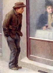 Refleksjoner av en sulten mann eller sosiale kontraster, av Emilio Longoni