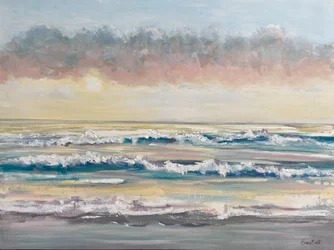 En eterisk solnedgang over havet