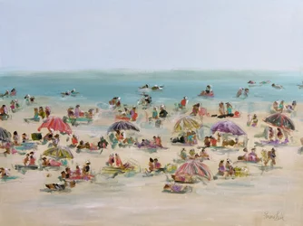 En livlig dag på stranden