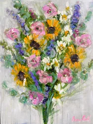 Fargerik blomsterbukett