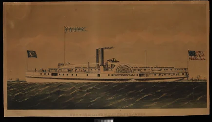 New York og New Haven Steamers Continental (litografi, farget)