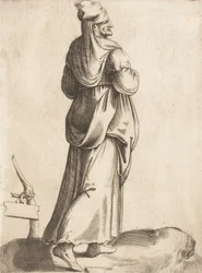 Kostymeplate: Bondekvinne fra Spania, ca. 1555-58.