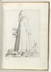 Spansk (tittel på objekt) Oude man, naar links, i spanske klær. ca. 1550 Holdningene til forskjellige nasjoner i vår tidsalder (serietittel)