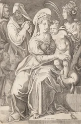 Den hellige familie med St. Anne og St. Catherine, 1542, utgitt 1627-50.