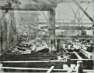 Blackfriars Bridge: byggearbeid pågår, 1869