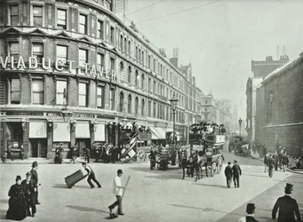 Newgate Street, med utsikt østover fra Old Bailey, City of London, 1890