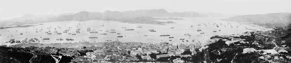 Panorama over Hong Kong havn, ca. 1878
