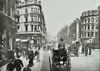 Queen Victoria Street, med utsikt østover fra Queen Street, City of London, 1890