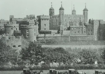 Tower Hill: utsikt over Tower of London, 1895