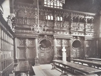 Utsikt over interiøret i Middle Temple Hall, London, 1885