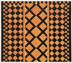1300-talls fortau fra Worcester Cathedral Choir School, illustrasjon fra Specimens of Tile Pavements, tegnet fra eksisterende myndigheter, av Henry Shaw, 1858