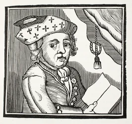 A Brief Relation of the Adventures of M. Bamfyeld Moore Carew, illustrasjon fra Chap-books of the Eighteenth Century av John Ashton, pub. 1882