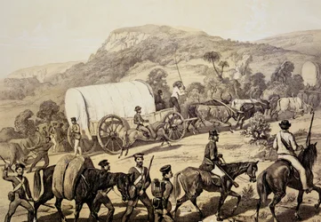 En konvoi av vogner, fra scener i Kafirland og hendelser i Kafir-krigen 1851-53