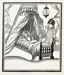 En fullstendig, sann og spesiell beretning, illustrasjon fra Chap-books of the Eighteenth Century av John Ashton, pub. 1882