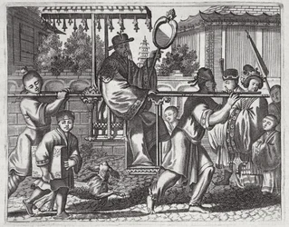 A Mandarin in a Sedan Chair, illustrasjon fra en beskrivelse av ambassader til Kina, 1690