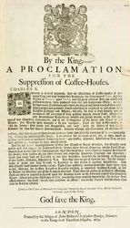 En erklæring av kongen, for undertrykkelse av kaffehus, 1675