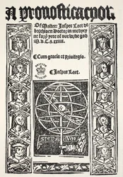 A Prognostication, av Jasper Laet (fl.1485-1532), trykt av R. Bankes, 1524