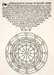 A Prognostication of Right Good, av Leonard Dygges, trykt av Thomas Gemini, Blacke Friars, London, 1555