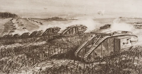 A Tank Offensive at Cambrai, Frankrike, illustrasjon fra 