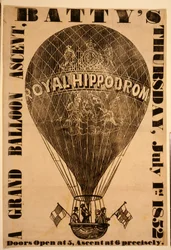 En storslått ballongoppstigning, Battys, torsdag 1. juli 1852