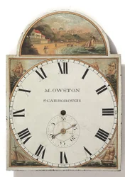 En sen George III eller Regency malt lang urskive, ca. 1810 (blandet media)