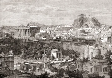 Utsikt over det gamle Athen, Hellas. Fra The Review of Reviews, publisert 1891