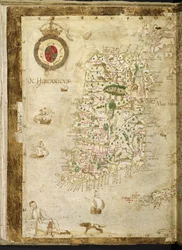 Legge til. 62540, ff.3v-4, Kart over Storbritannia og Irland, fra 