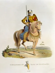 Alexander II, konge av Skottland (1198-1249) 1214, fra Ancient Armor av Samuel Rush Meyrick, 1824