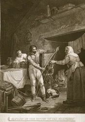 Alfred in the House of the Neatherd, illustrasjon fra David Humes The History of England, pub. av R. Bowyer, London, 1812