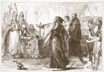 Skifte mellom John of Gaunt og biskopen av London, illustrasjon fra The History of Protestantism av James Aitken Wylie (1808-1890), pub. 1878