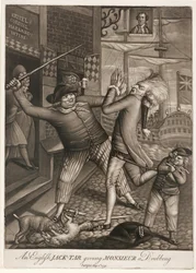 En engelsk Jack-Tar som gir Monsieur en drubbing , utgitt 1779 (mezzotint)