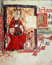 En illuminasjon som forestiller keiserinne Mathilde (ca. 1102–1167), også kjent som Maud og Mathilde av England, kone til Henrik V av Det hellige rike, og hentet fra boken «Histoire d#39;Angleterre» av munkene i St. Albans
