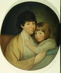 Anna Maria White (Mrs Charles Trench) og barn (olje på lerret)