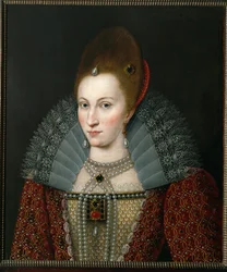 Anne av Danmark, dronning av England, kone til Jakob I av England … (maleri på lerret)