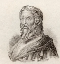 Aristofanes, ca. 446 til ca. 386 f.Kr. Komisk dramatiker fra antikkens Hellas, fra Crabb's Historical Dictionary pub. 1825.