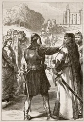 Arrestasjon av hertugen av Gloucester, illustrasjon fra Cassells Illustrated History of England (sepiafoto)