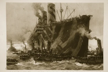 Ankomst til Frankrike av den amerikanske transporten Leviathan, det engangs tyske linjeskipet, Vaterland, med 12 000 amerikanske tropper ombord, 1914-19
