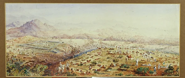 Slaget ved Tamai, Sudan 1884 (wc på papir)