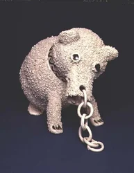 Bjørnemugge eller krukke, ca. 1740-70 (saltglasert steintøy)