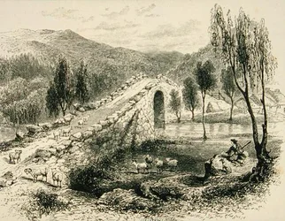 Bro over Sluggan Water, nær Braemar, ca. 1880, fra 