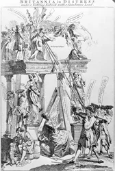 Britannia in Distress Under a Tottring Fabrick med en tungvint last, ca 1756