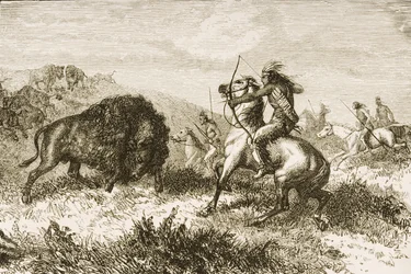 Buffalo Hunting on the Great Plains mellom St. Louis og Denver, ca. 1870, fra 