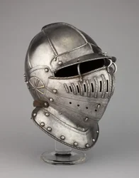 Burgonet med fallende buffe muligens fra en rustning av William Herbert, 1. jarl av Pembroke, ca. 1550