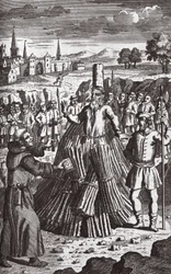 Brennende martyrer, illustrasjon fra #39;Foxes Martyrs#39; ca. 1703 (lito)