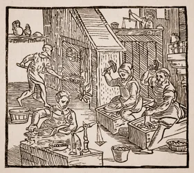 Coiners at Work, 1577 (sepia-bilde)